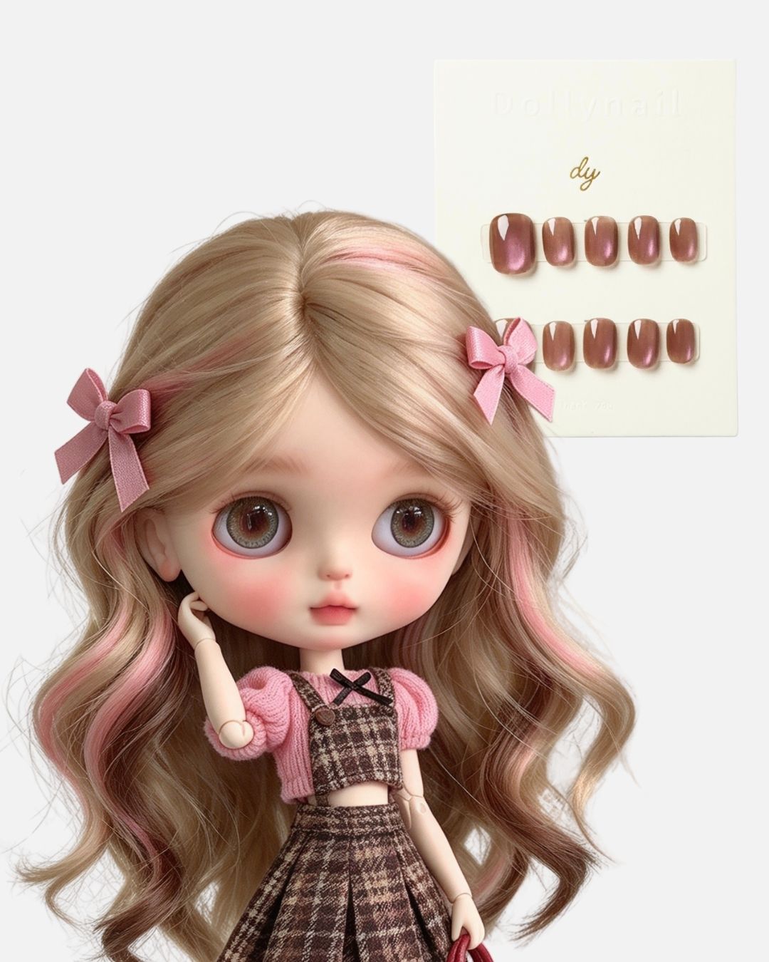 Strawberry chocolate cat eyes Press ons