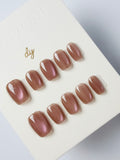 Strawberry chocolate cat eyes Press ons