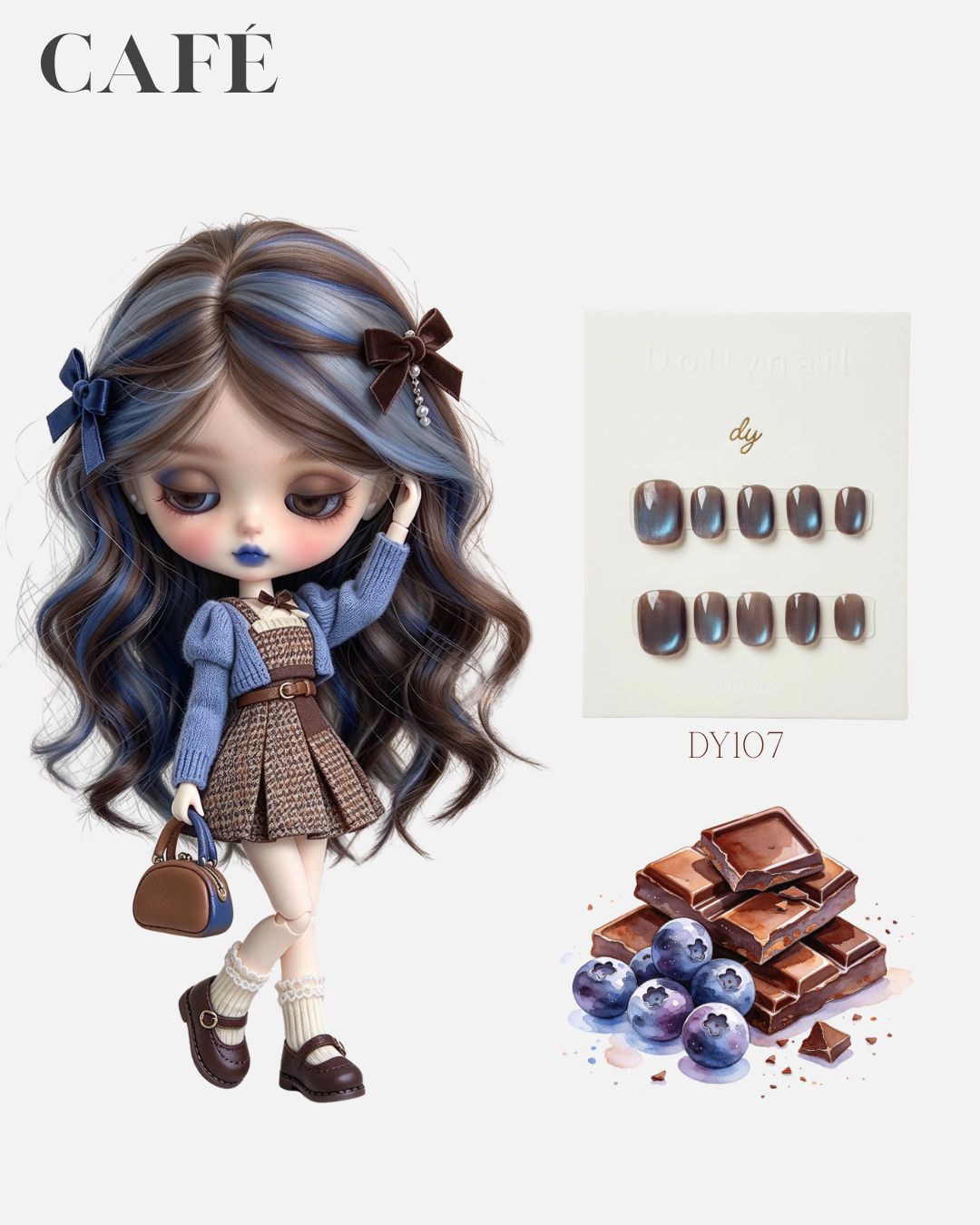 blueberry chocolate cat eyes Press ons