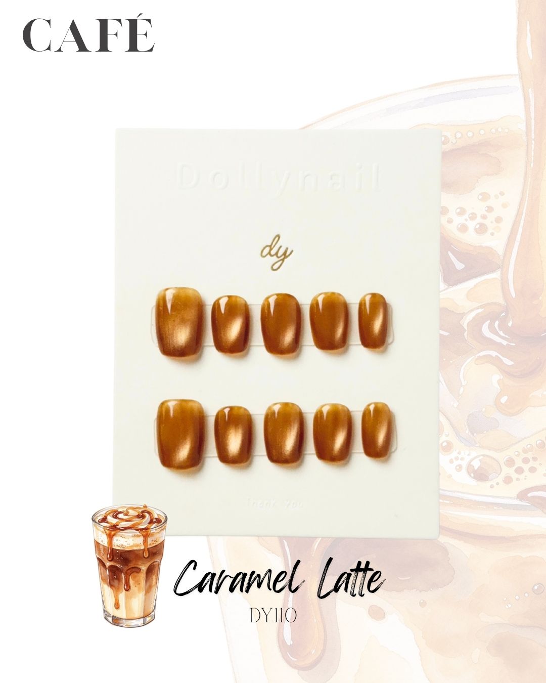 caramel latte cat eyes Press ons