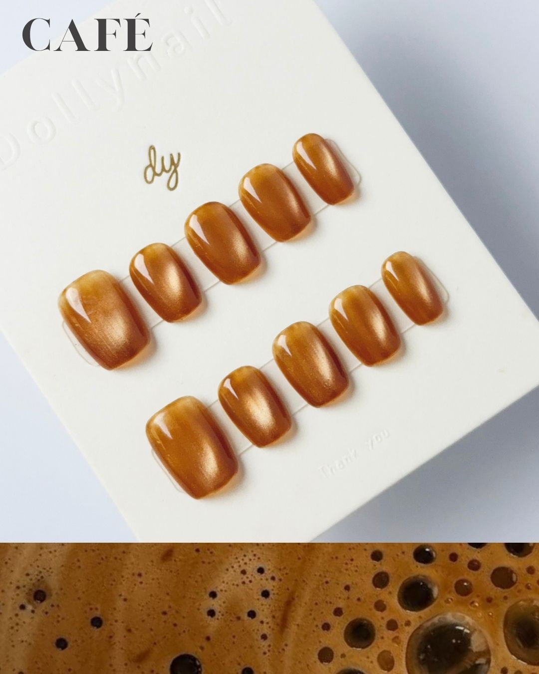 caramel latte cat eyes Press ons