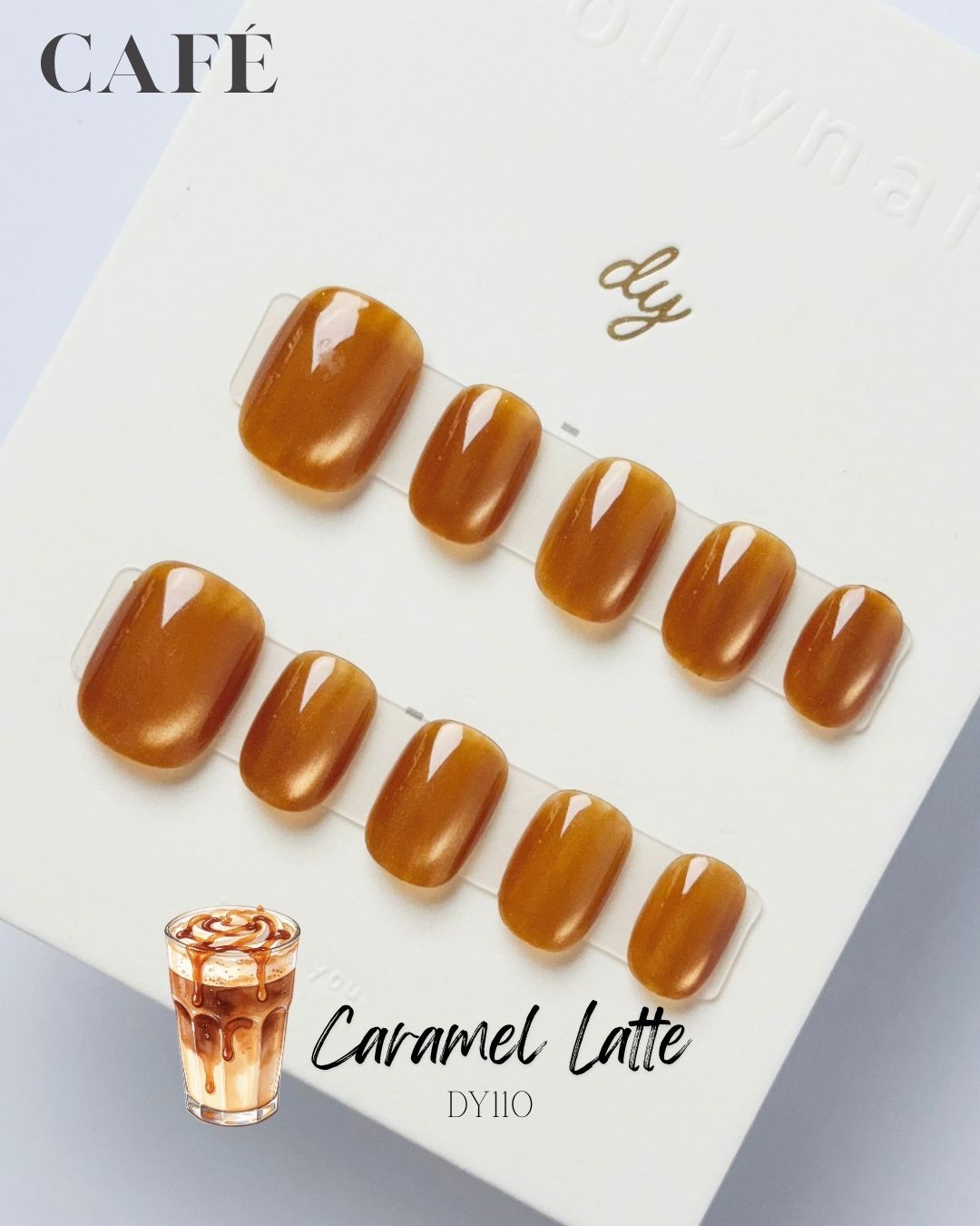 caramel latte cat eyes Press ons