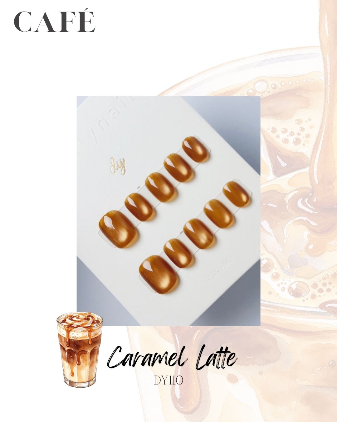 caramel latte cat eyes Press ons