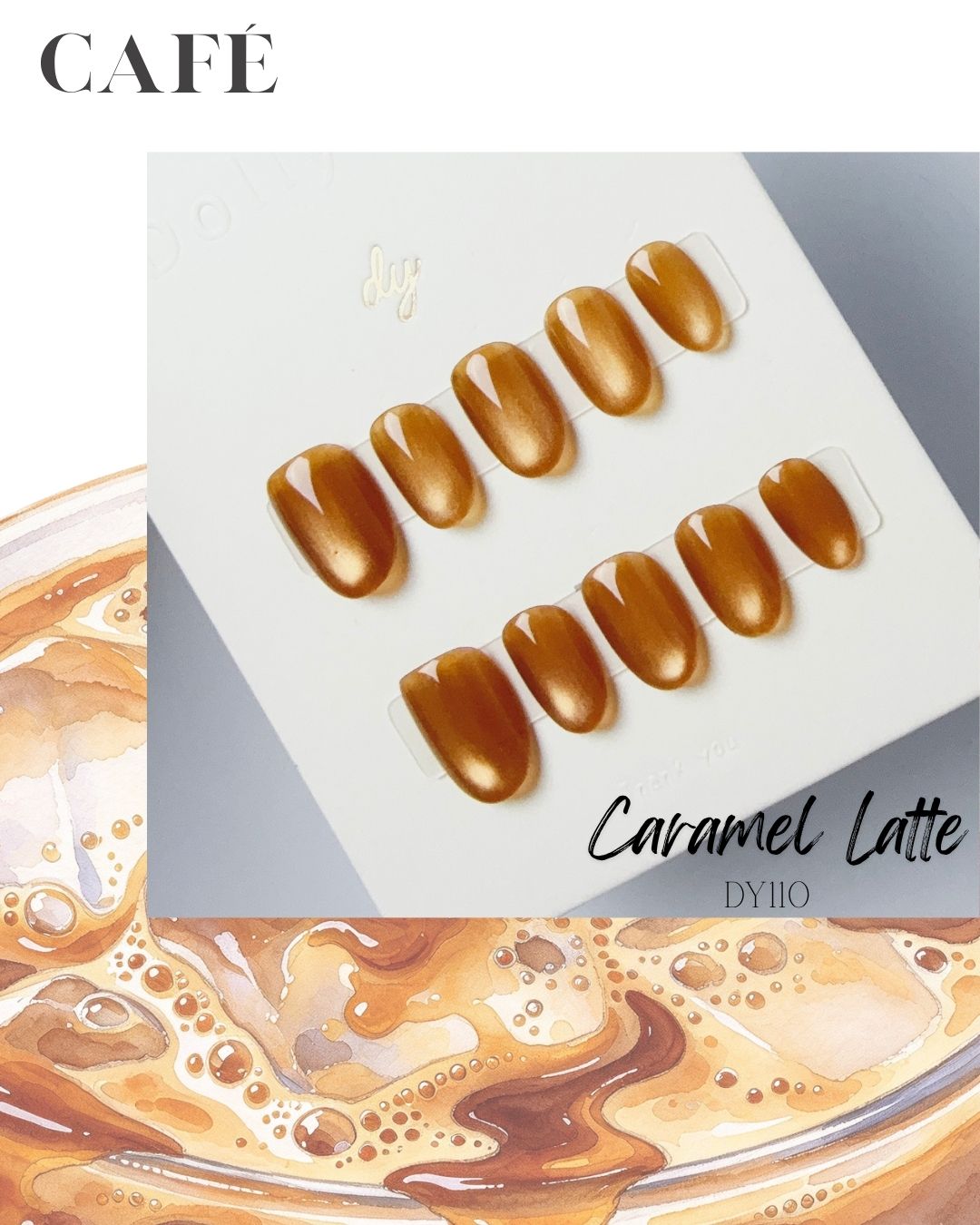 caramel latte cat eyes Press ons