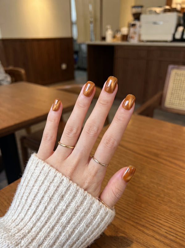 caramel latte cat eyes Press ons