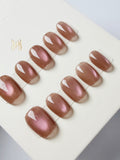 Strawberry chocolate cat eyes Press ons
