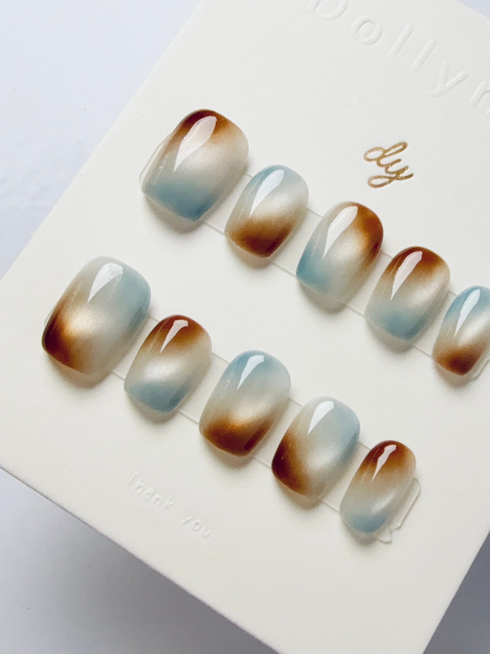 Mint Chocolate cat eyes Press ons