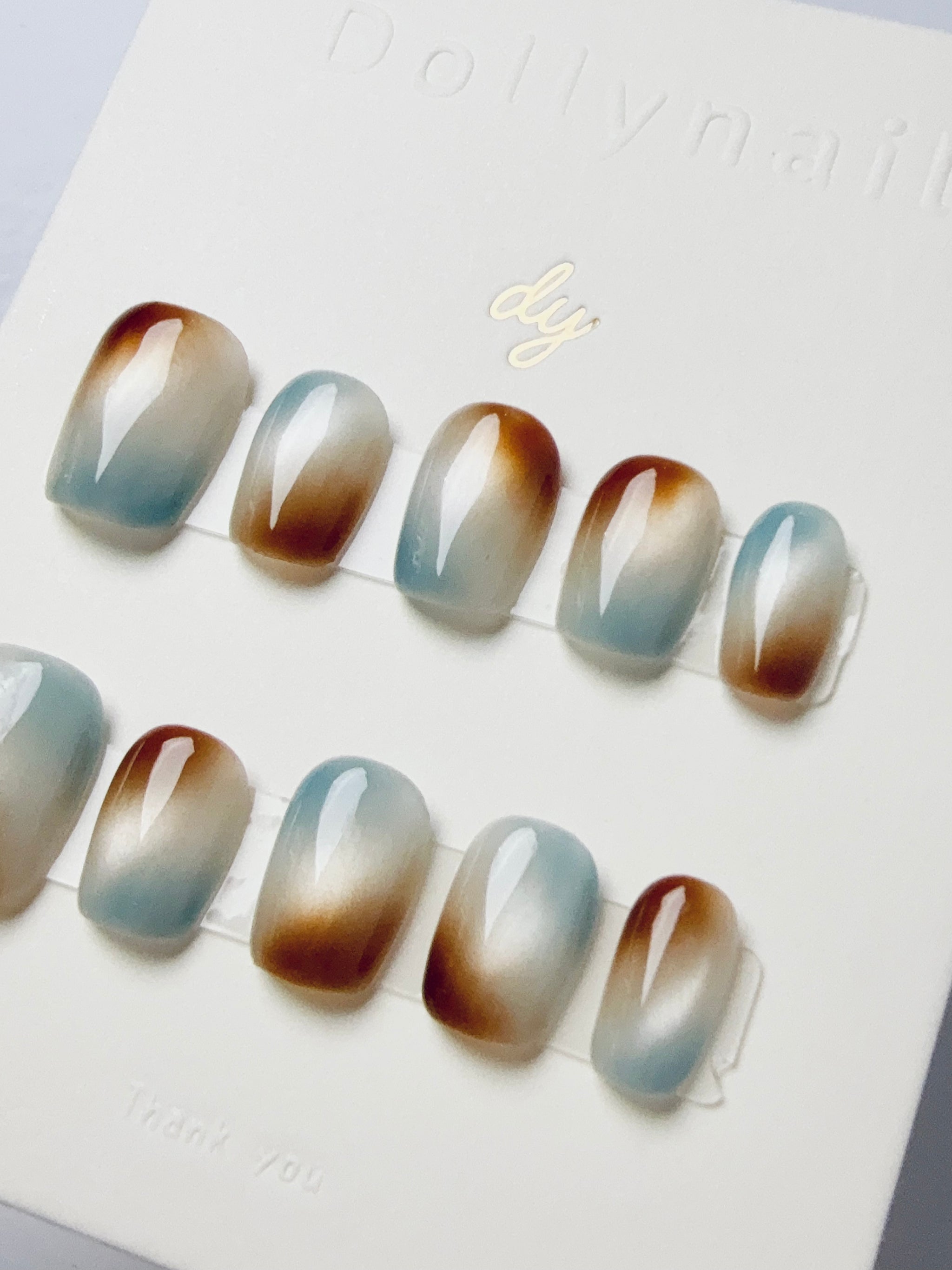 Mint Chocolate cat eyes Press ons