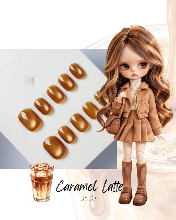 caramel latte cat eyes Press ons