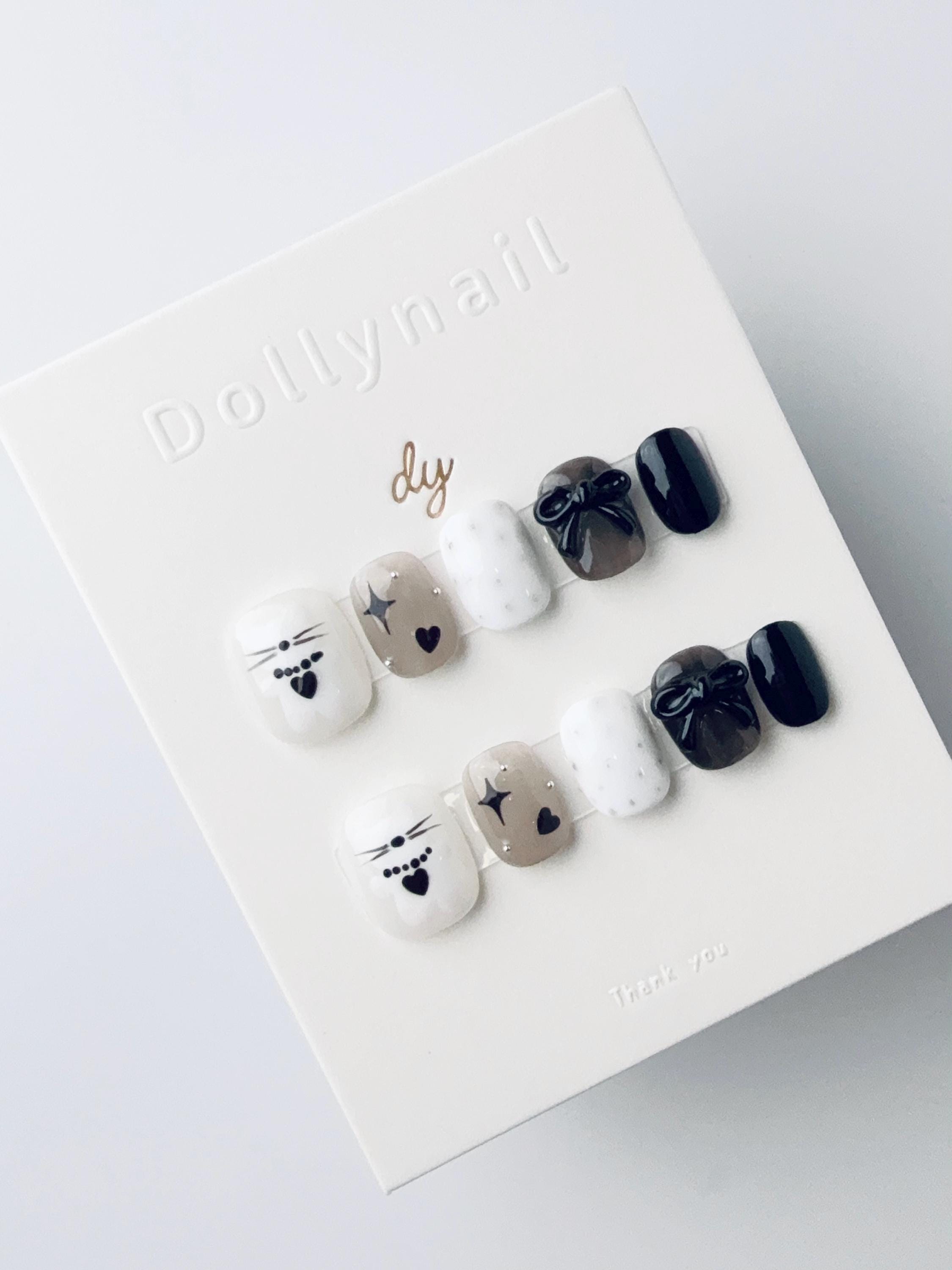 Cherie Cat & Bow | Press on nails