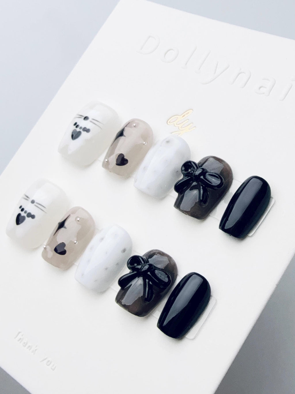 Cherie Cat & Bow | Press on nails