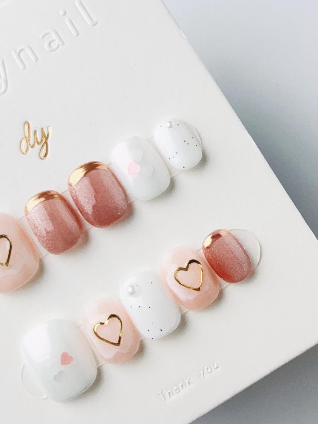 Pearl Heart Sparkle | Press on nails