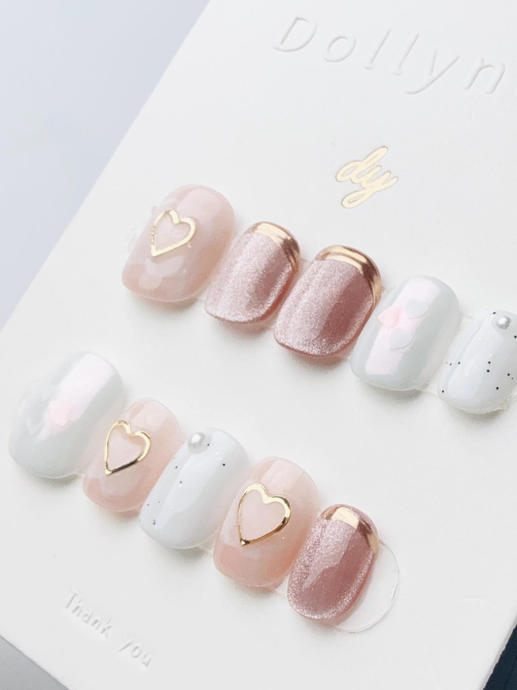 Pearl Heart Sparkle | Press on nails