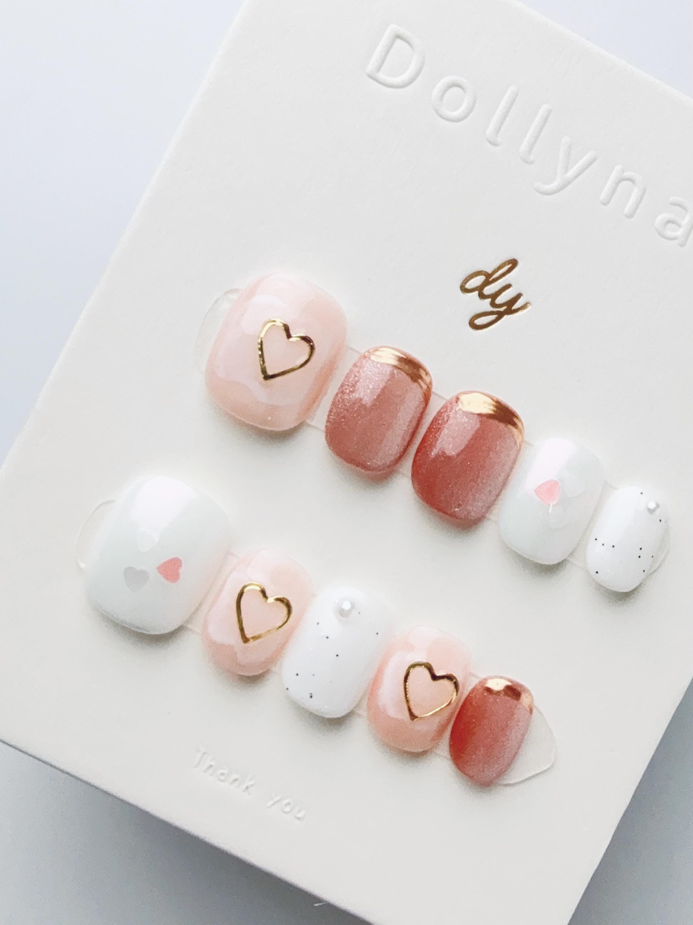 Pearl Heart Sparkle | Press on nails