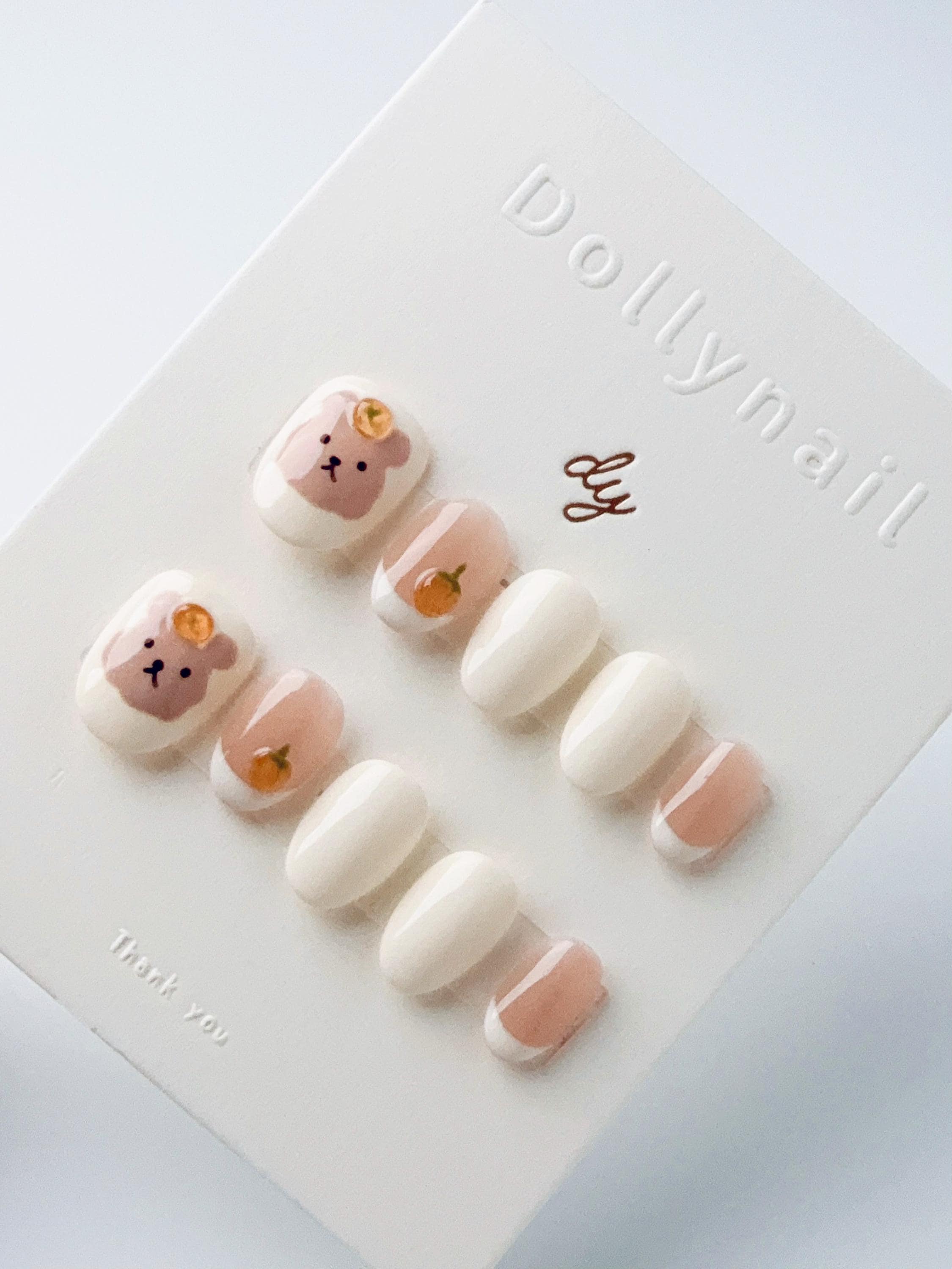 Orange Cream Bear | Press on nails