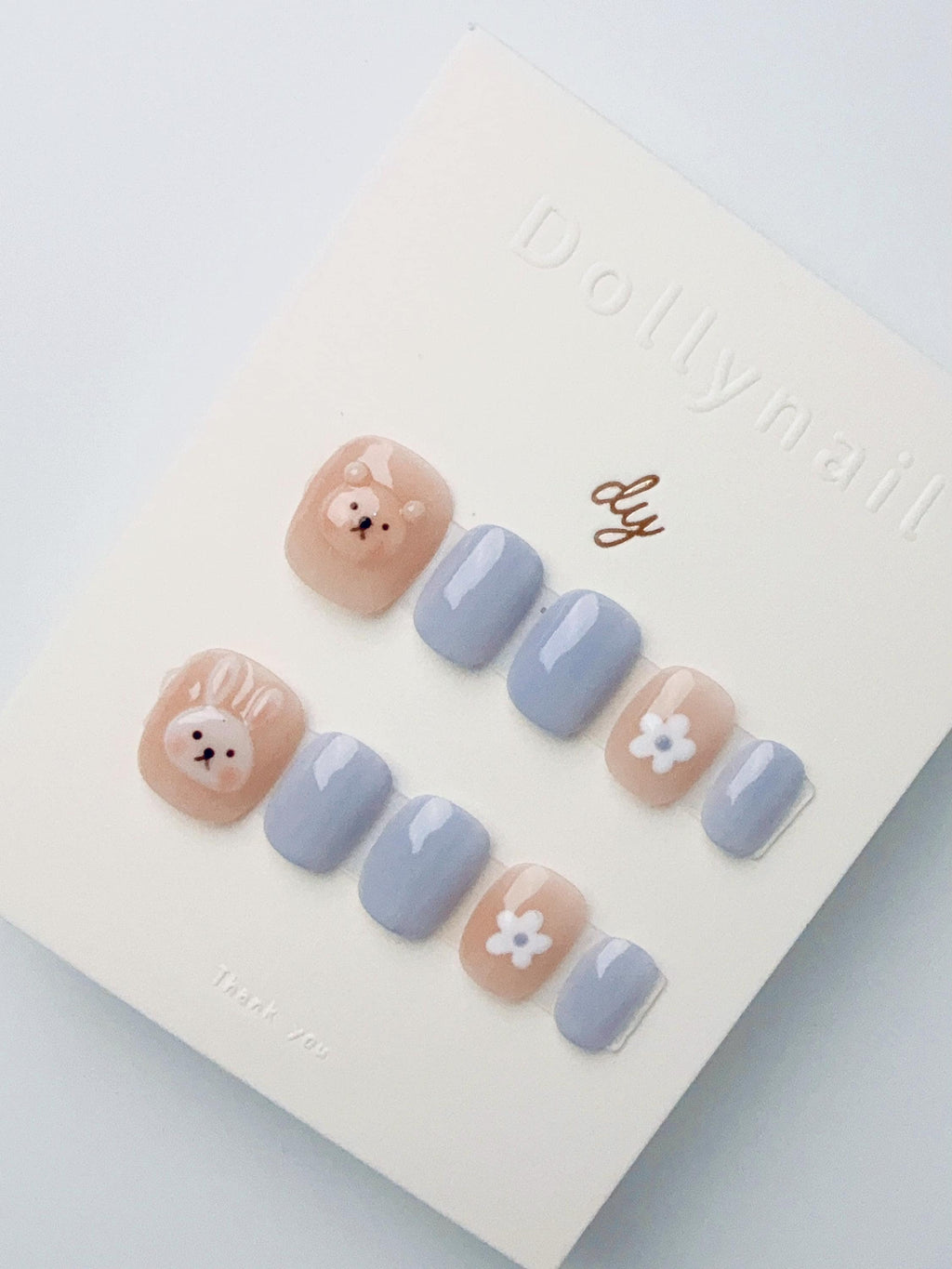 Gray-blue rabbit bear | Press on nails