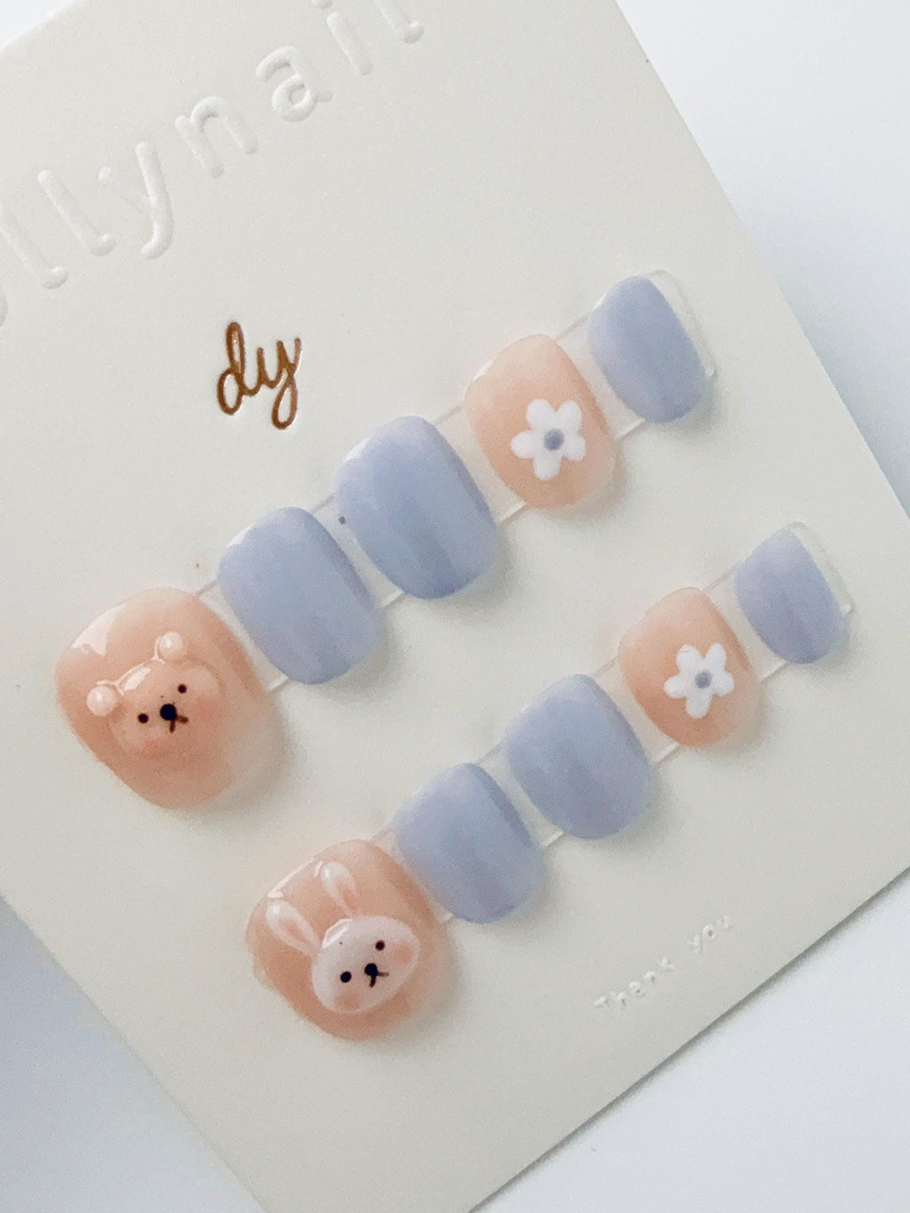 Gray-blue rabbit bear | Press on nails