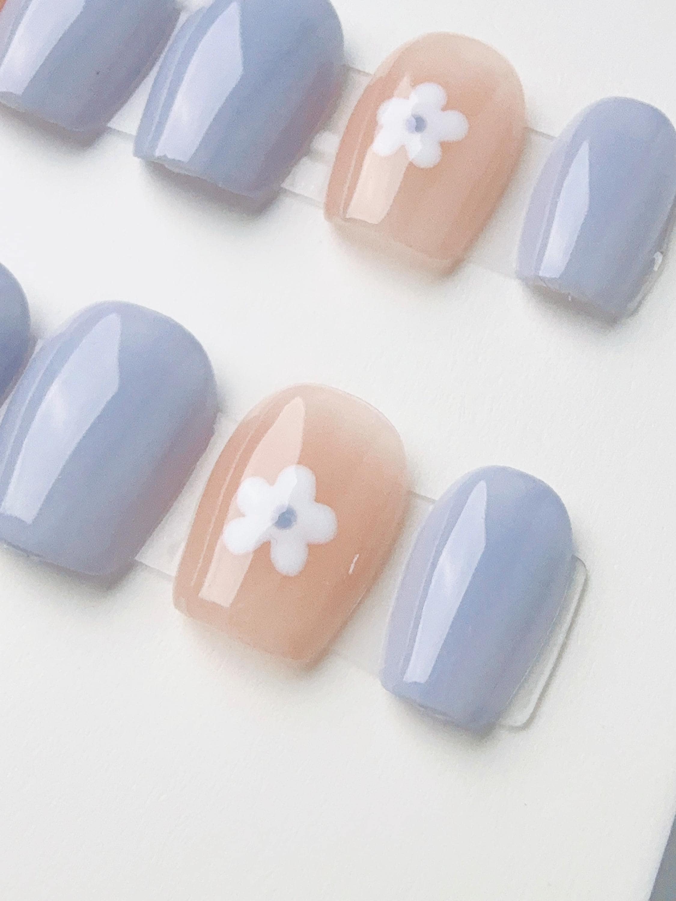 Gray-blue rabbit bear | Press on nails
