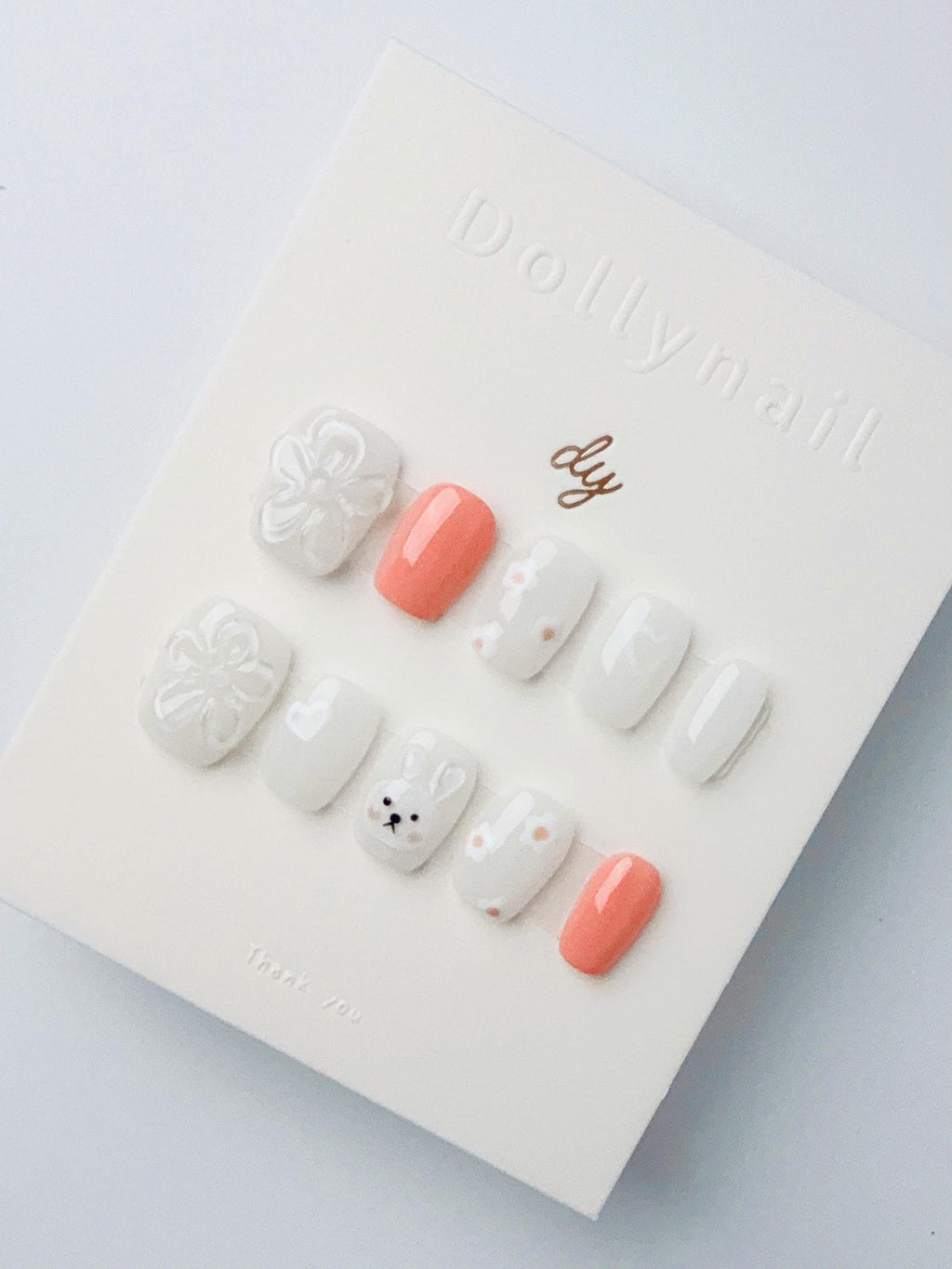 White Flower Rabbit | Press on nails