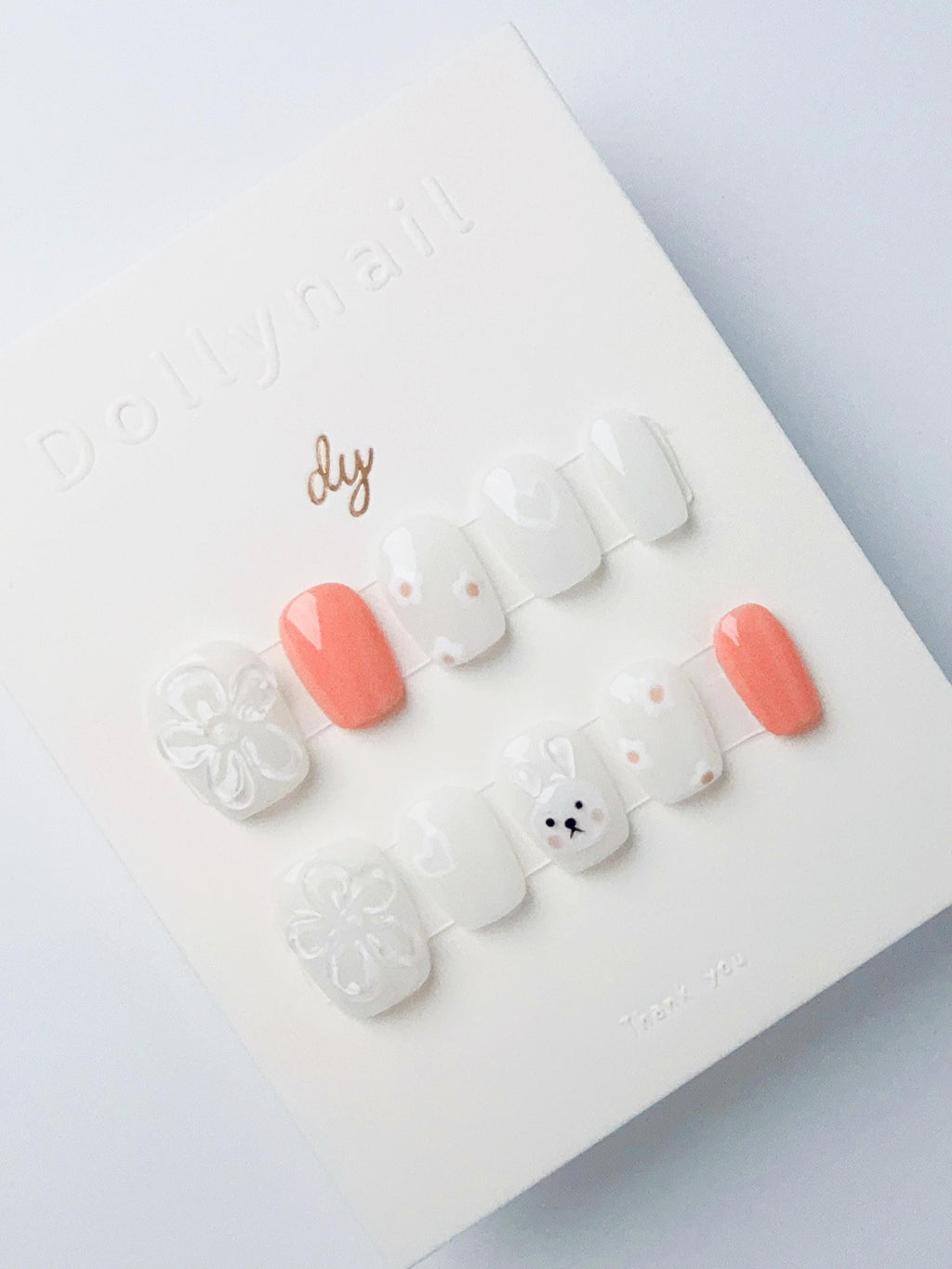 White Flower Rabbit | Press on nails