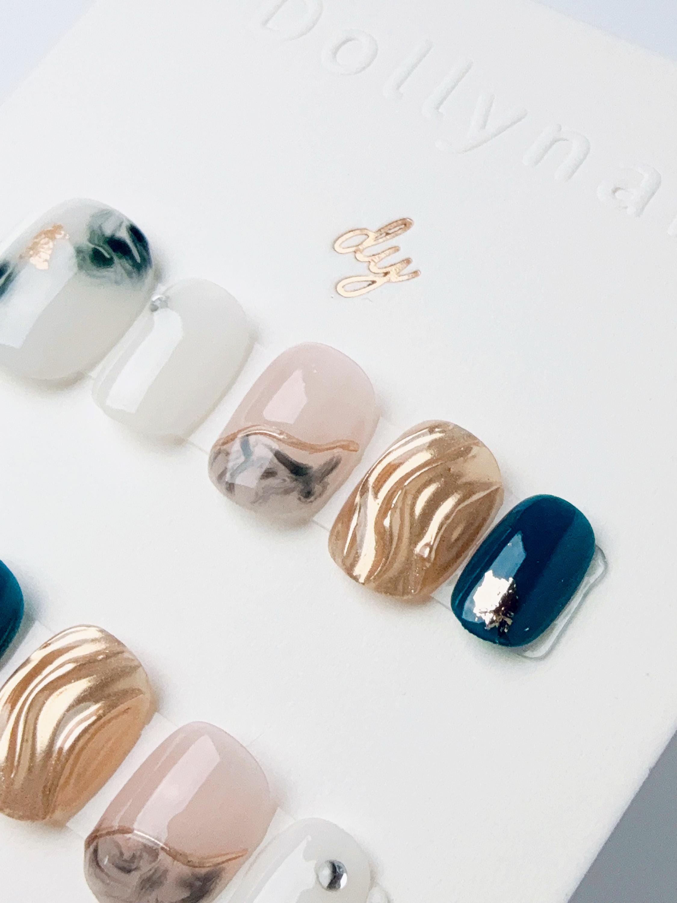 Mixed blue metallic | Press on nails