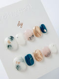 Mixed blue metallic | Press on nails