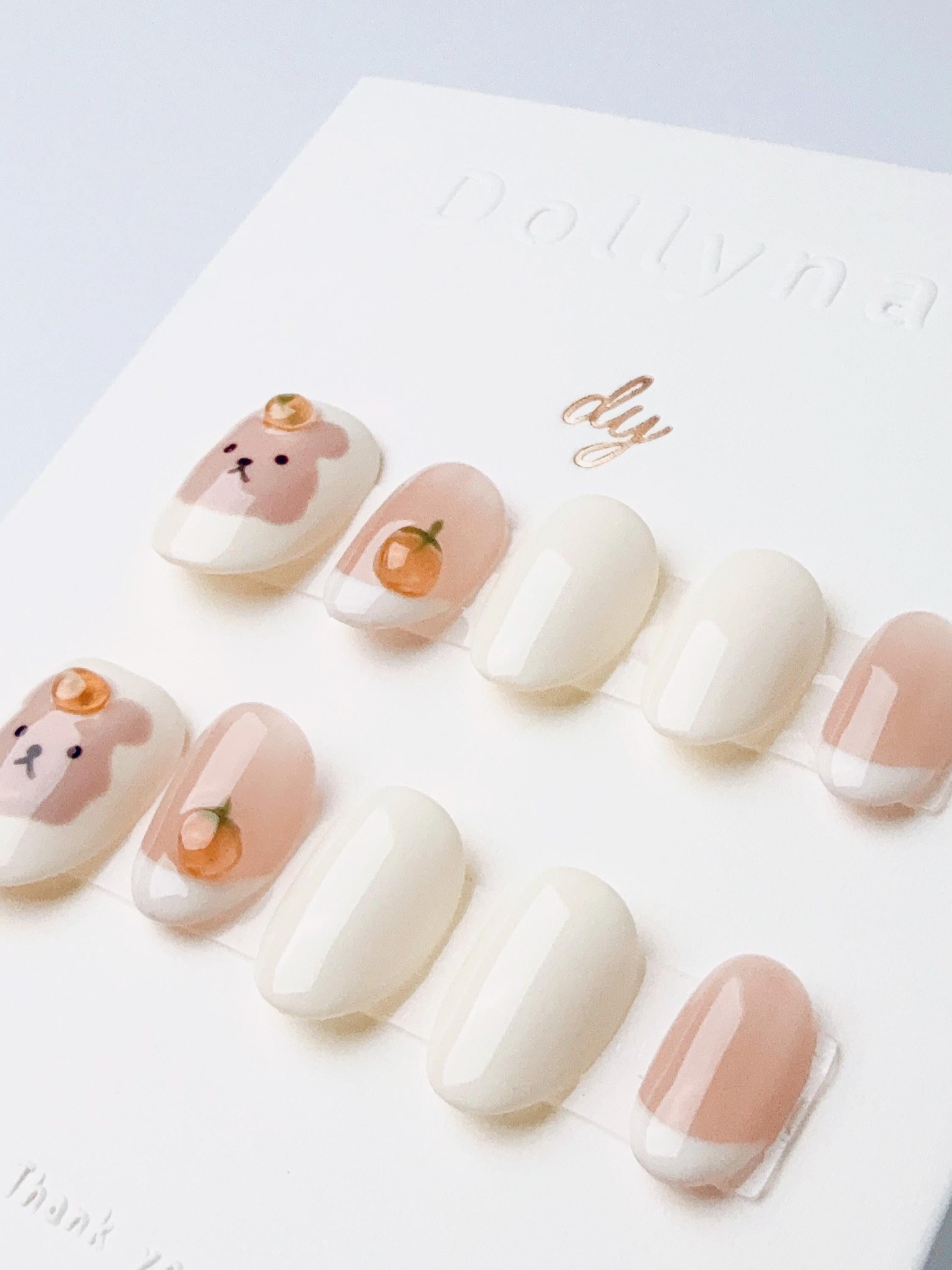 Orange Cream Bear | Press on nails
