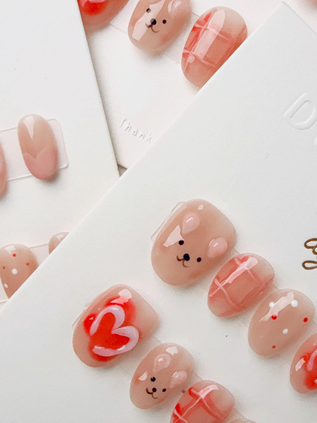 Brown heart Bear | Press on nails