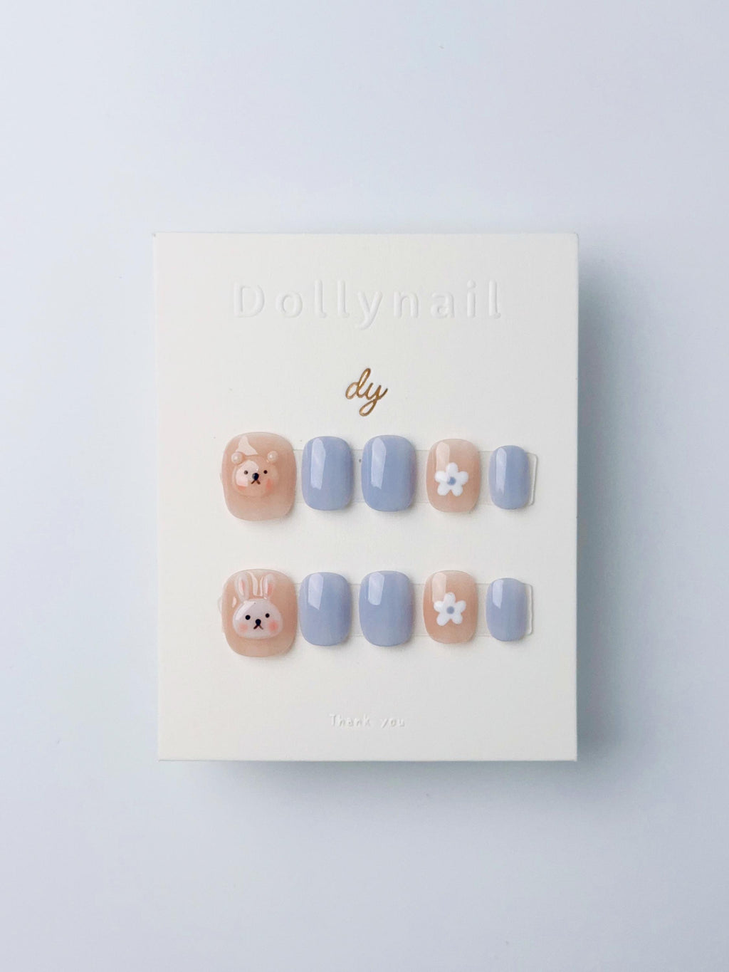 Gray-blue rabbit bear | Press on nails