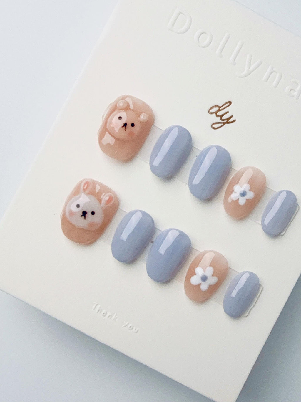 Gray-blue rabbit bear | Press on nails