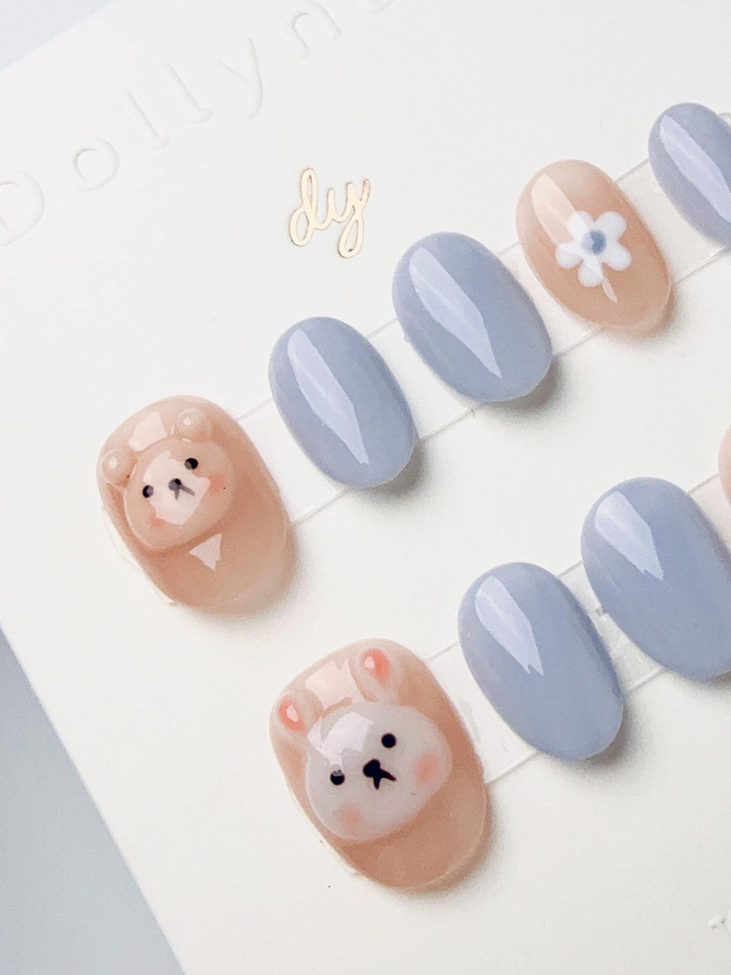 Gray-blue rabbit bear | Press on nails