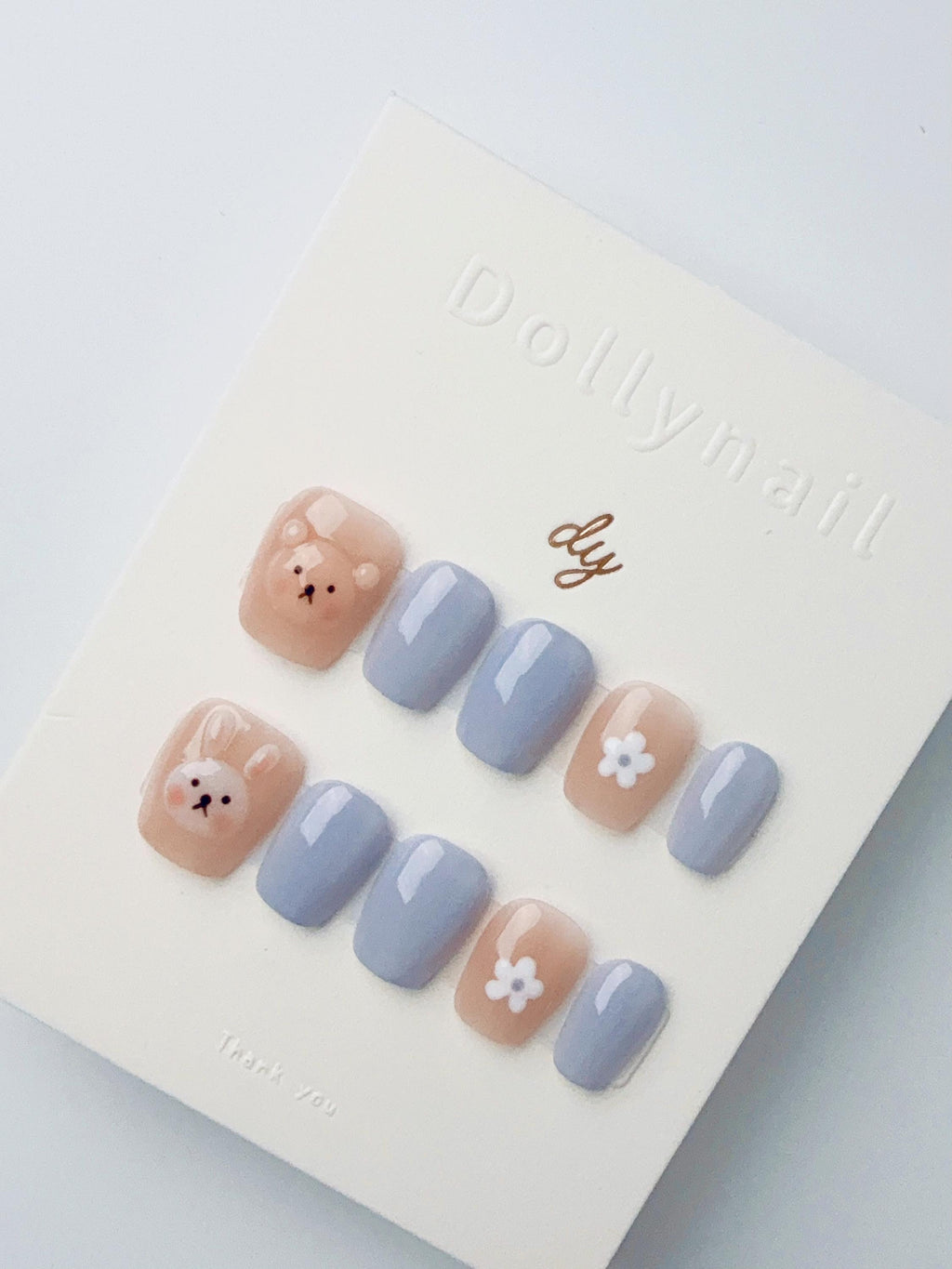Gray-blue rabbit bear | Press on nails