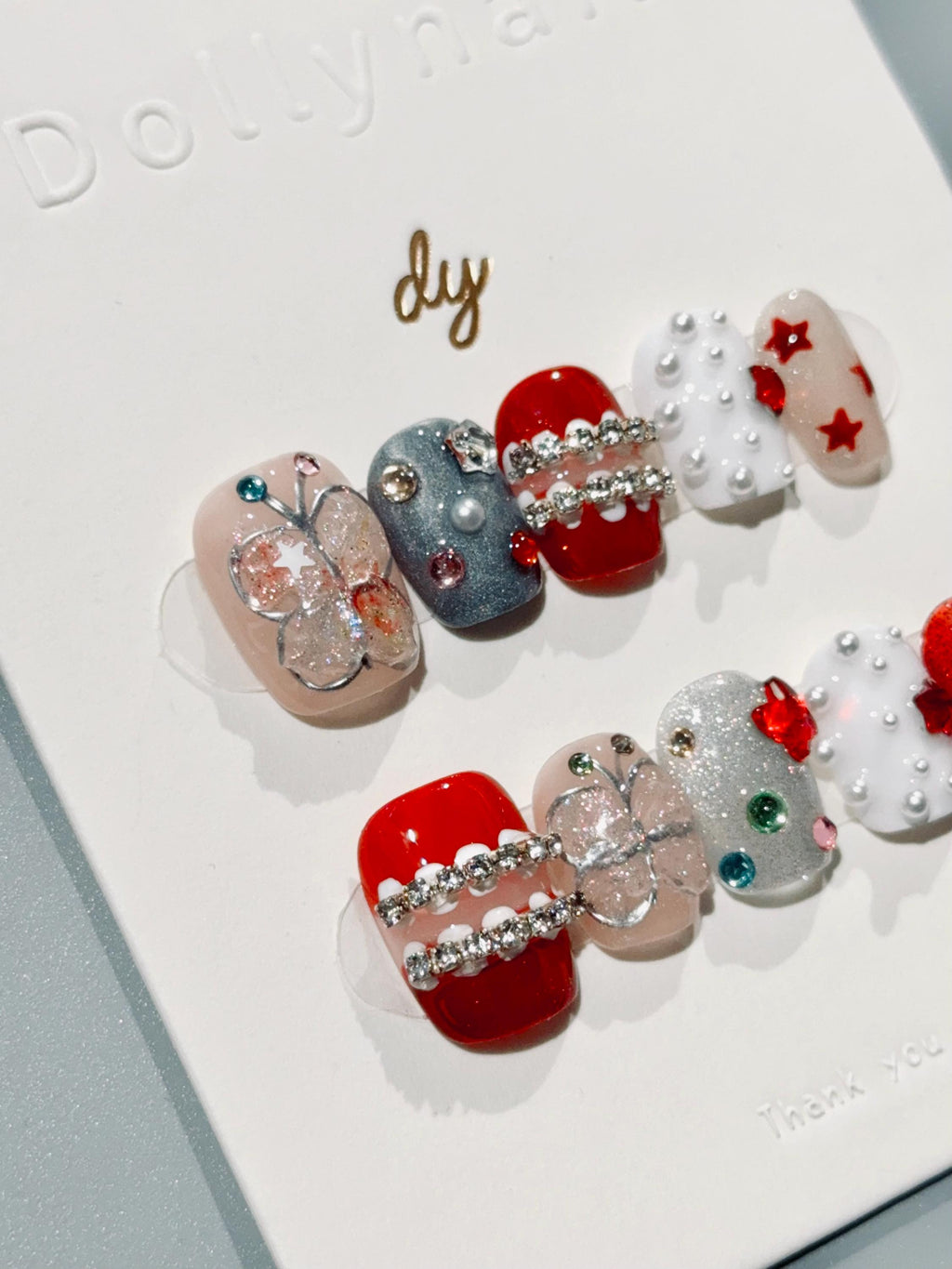 Crimson Star Butterfly | Press on nails