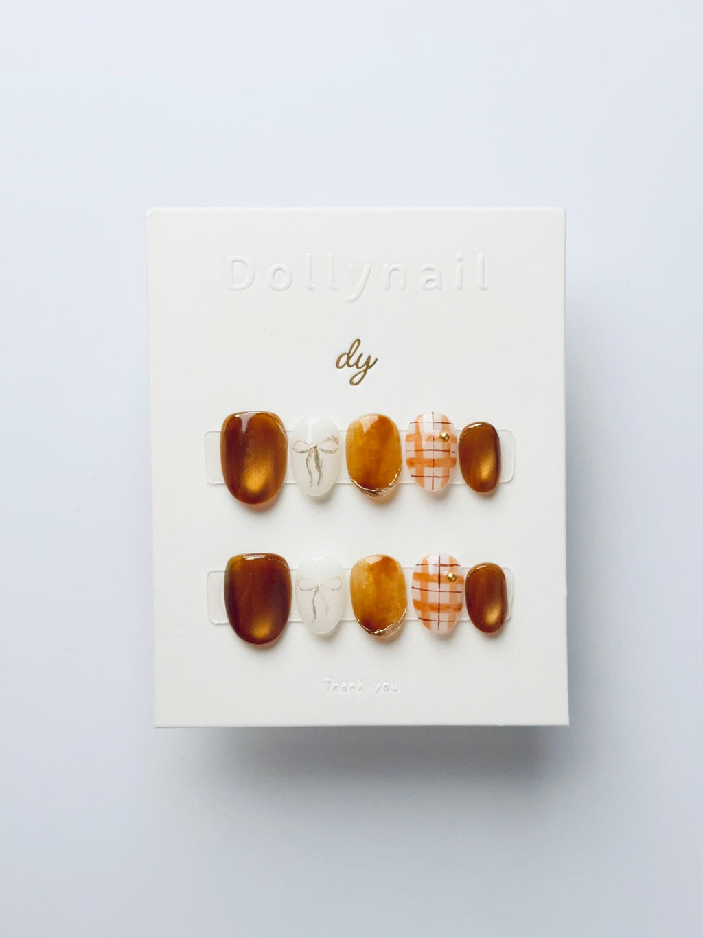 Chestnut Ribbon Check | Press on nails