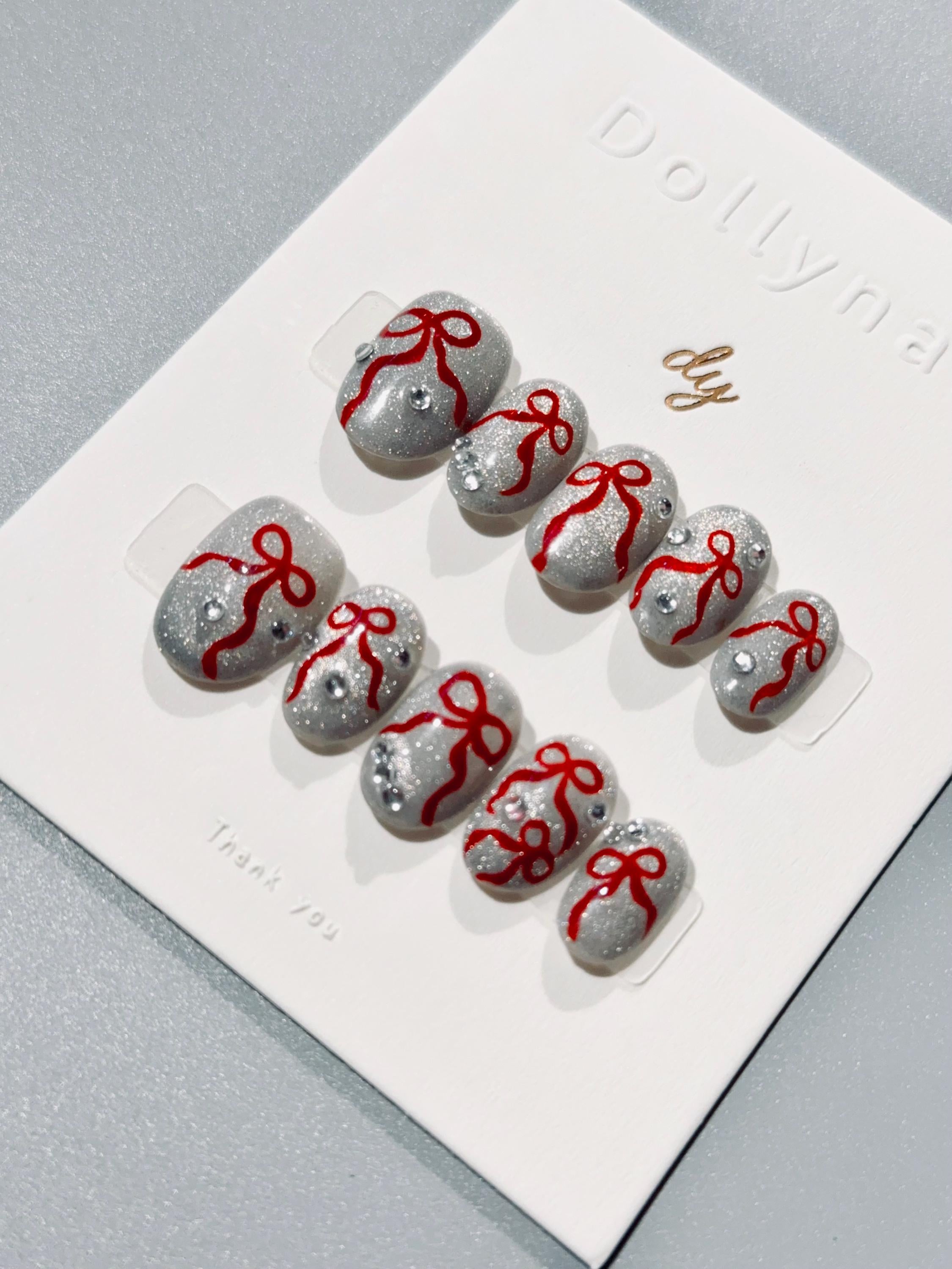 Scarlet Bow Spark | Press on nails